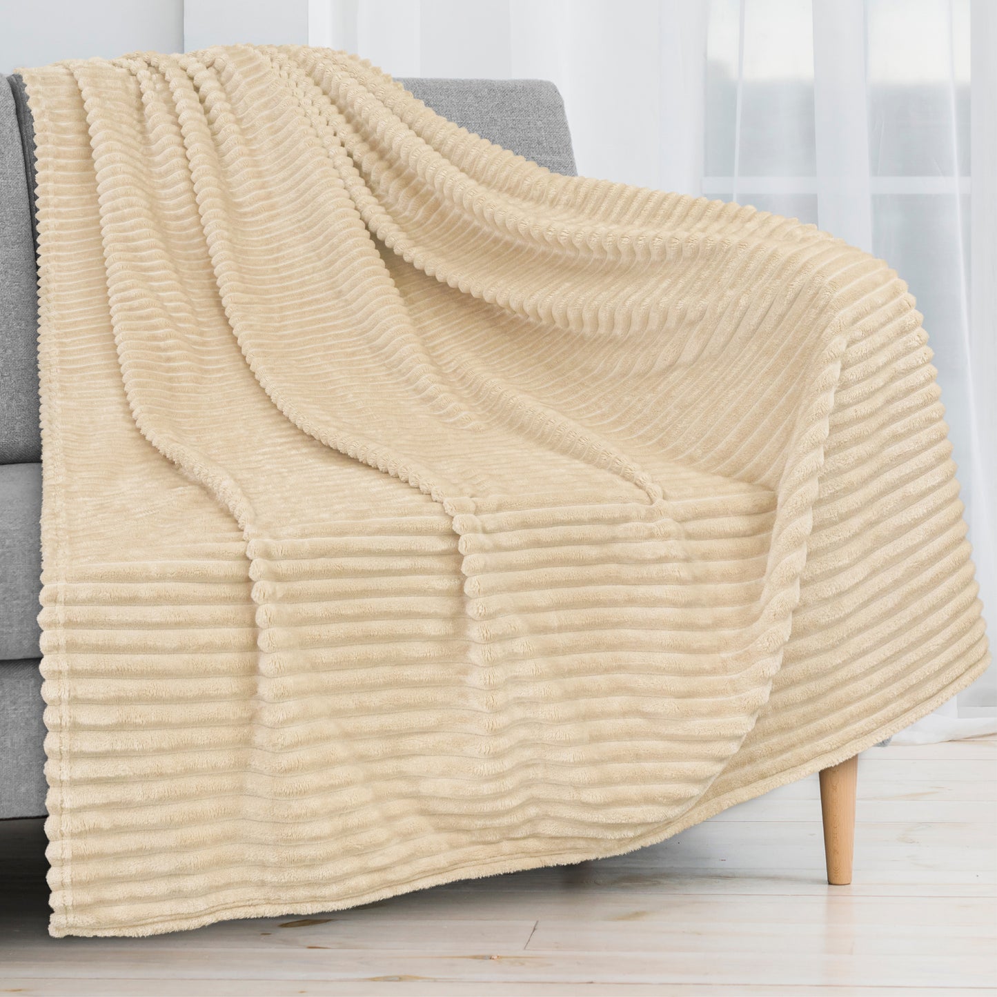 Ribbed Fleece Throw Blanket