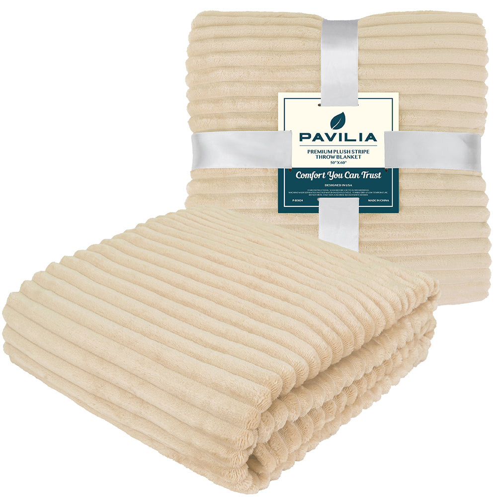 Ribbed Fleece Throw Blanket