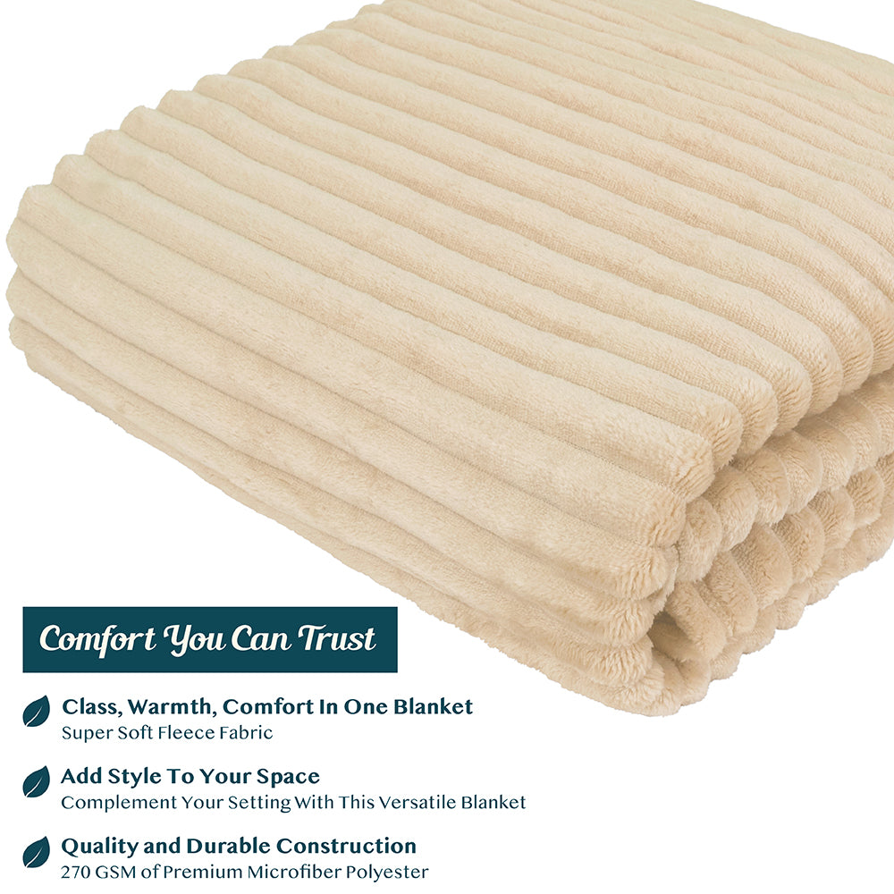 Ribbed Fleece Throw Blanket