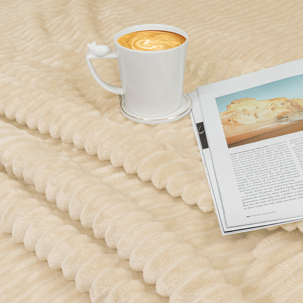 Ribbed Fleece Throw Blanket