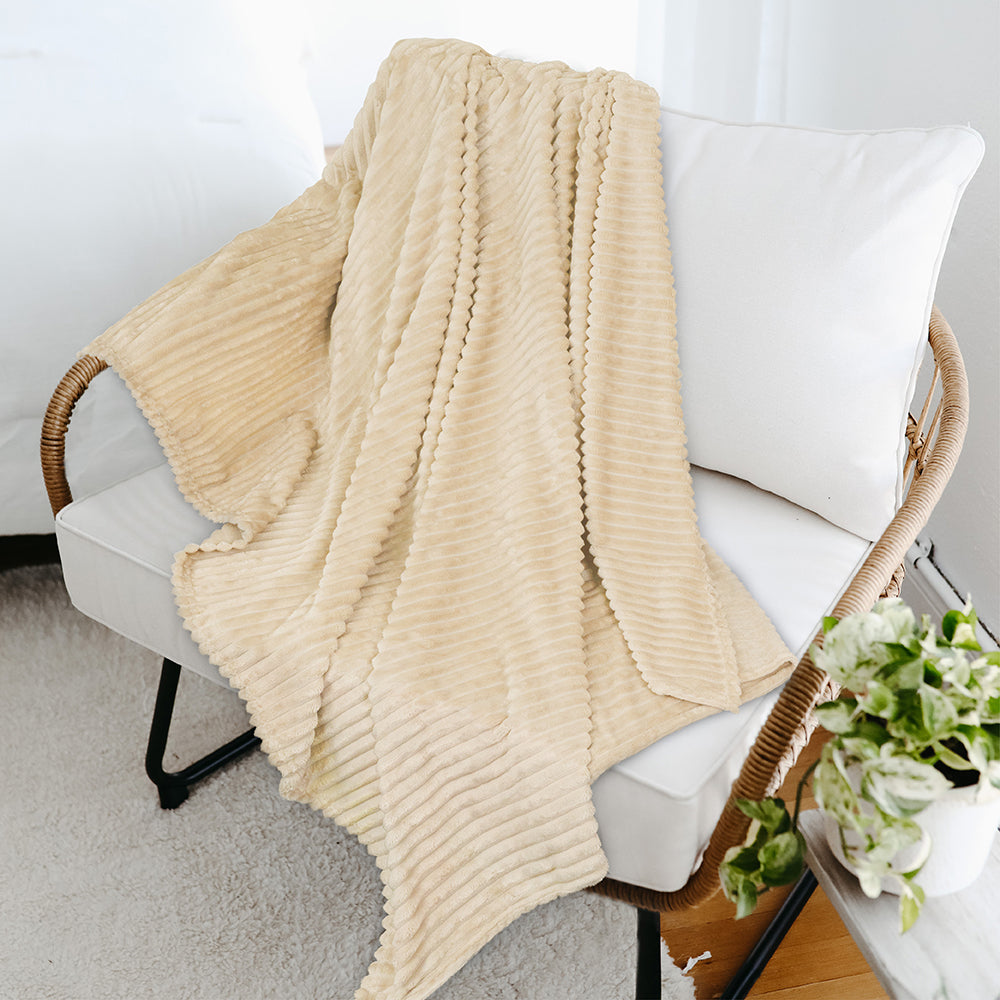 Ribbed Fleece Throw Blanket