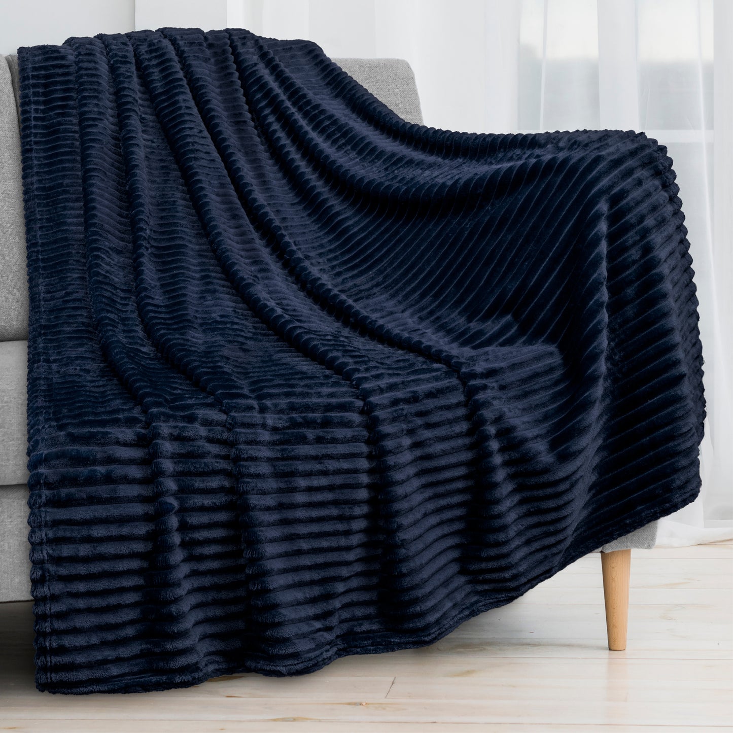 Ribbed Fleece Throw Blanket