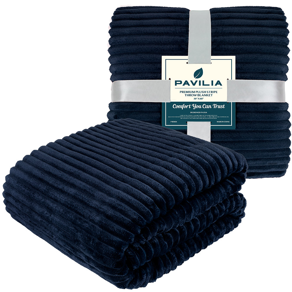 Ribbed Fleece Throw Blanket