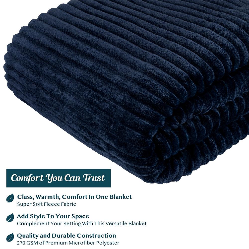 Ribbed Fleece Throw Blanket