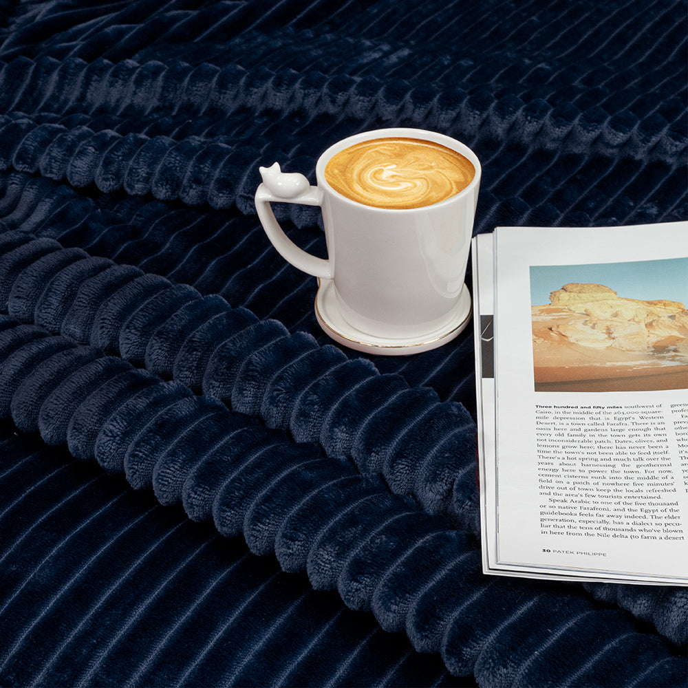 Ribbed Fleece Throw Blanket