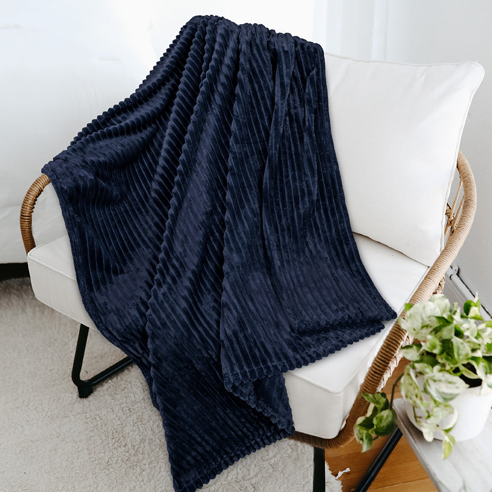 Ribbed Fleece Throw Blanket