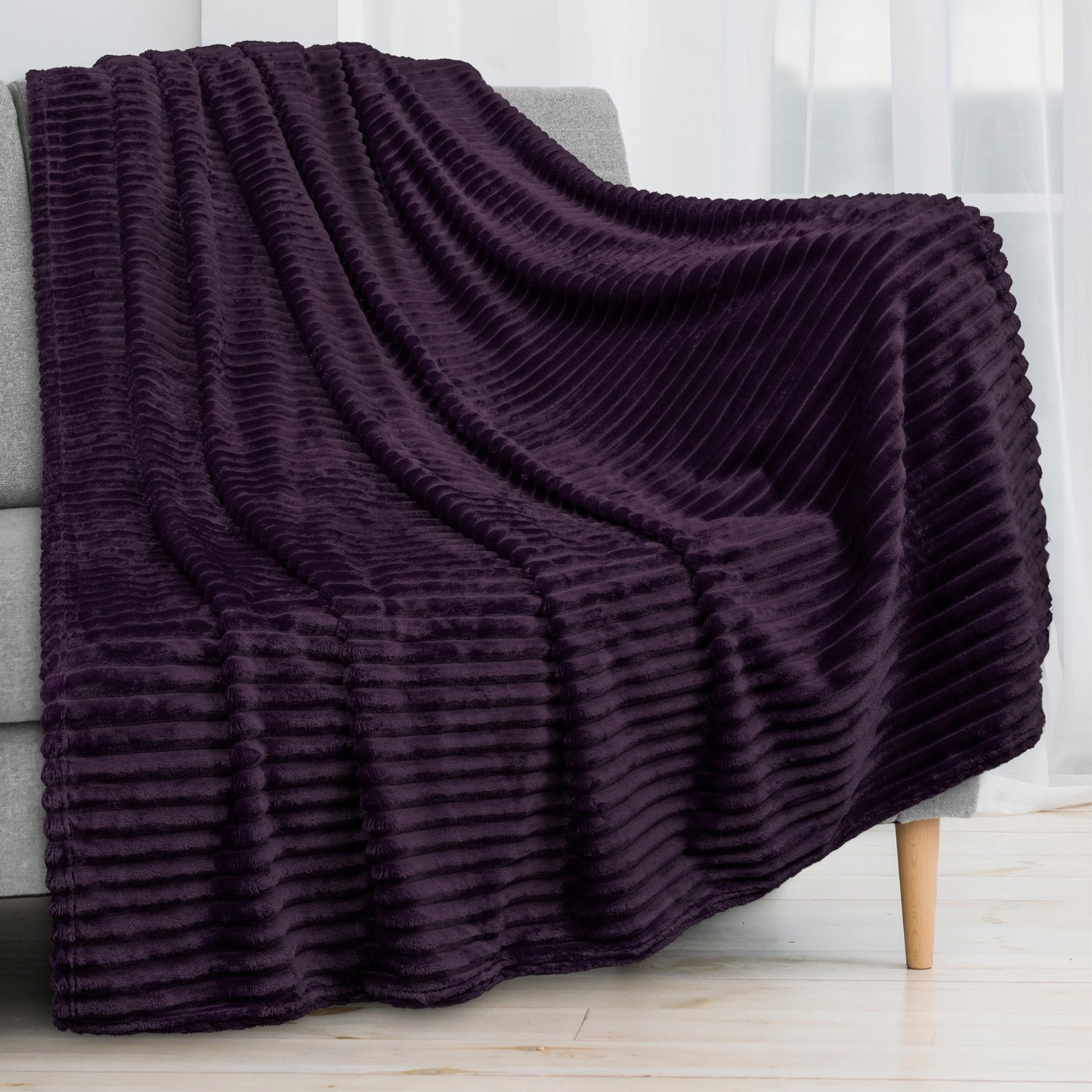 Ribbed Fleece Throw Blanket