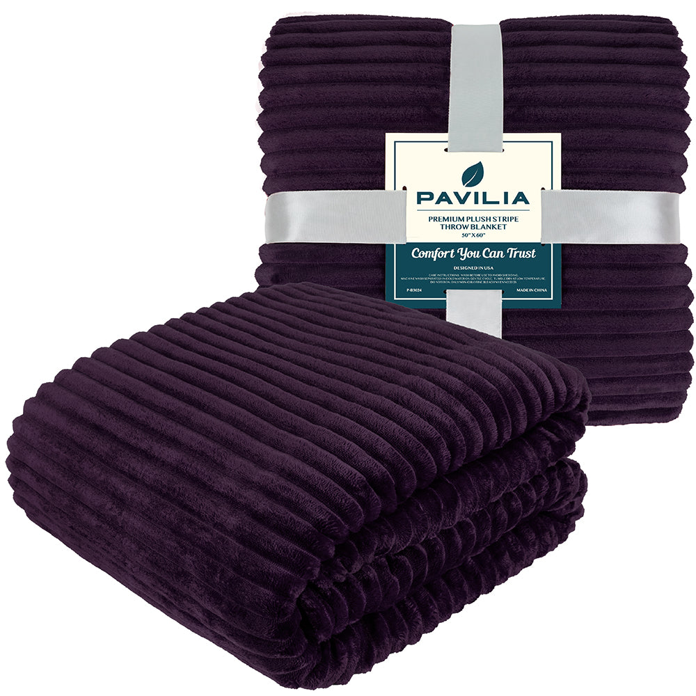 Ribbed Fleece Throw Blanket