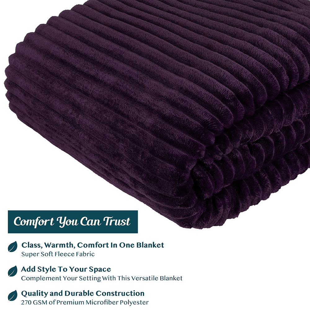 Ribbed Fleece Throw Blanket