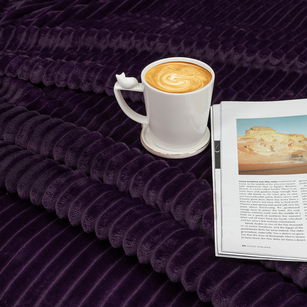 Ribbed Fleece Throw Blanket