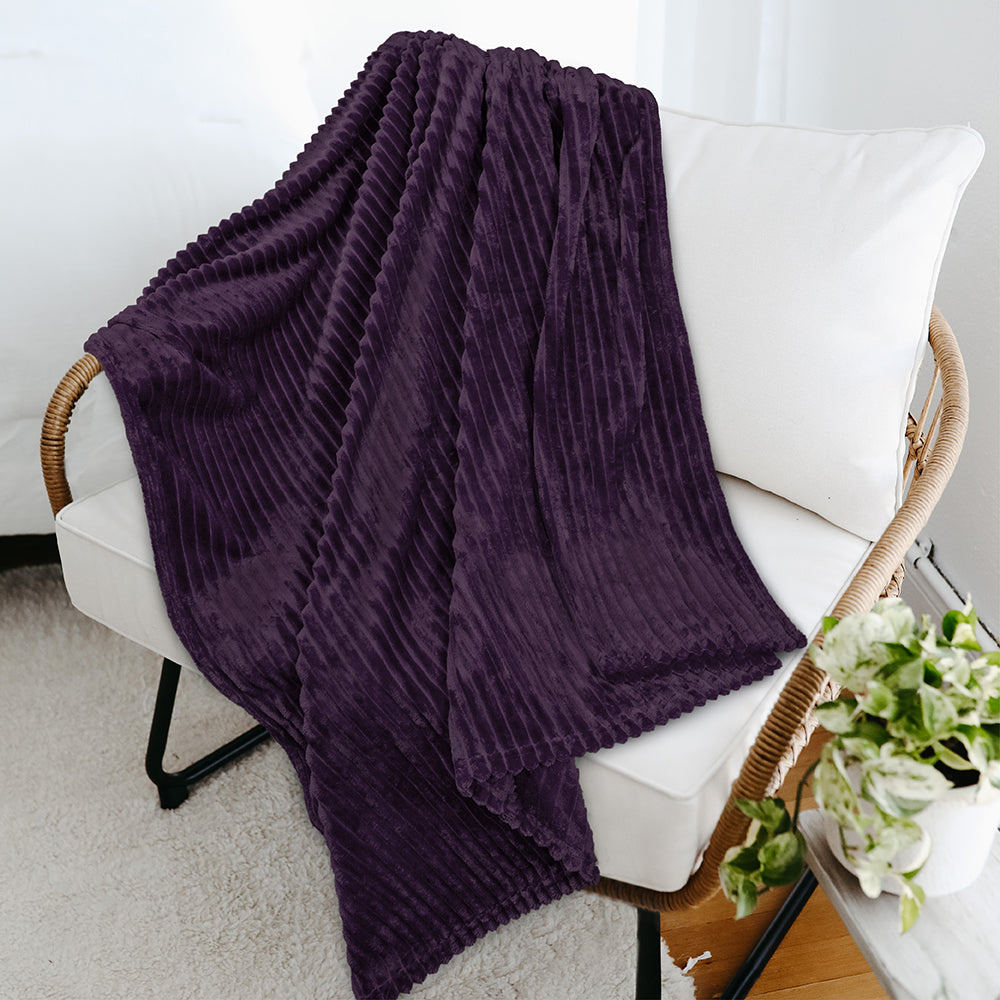 Ribbed Fleece Throw Blanket