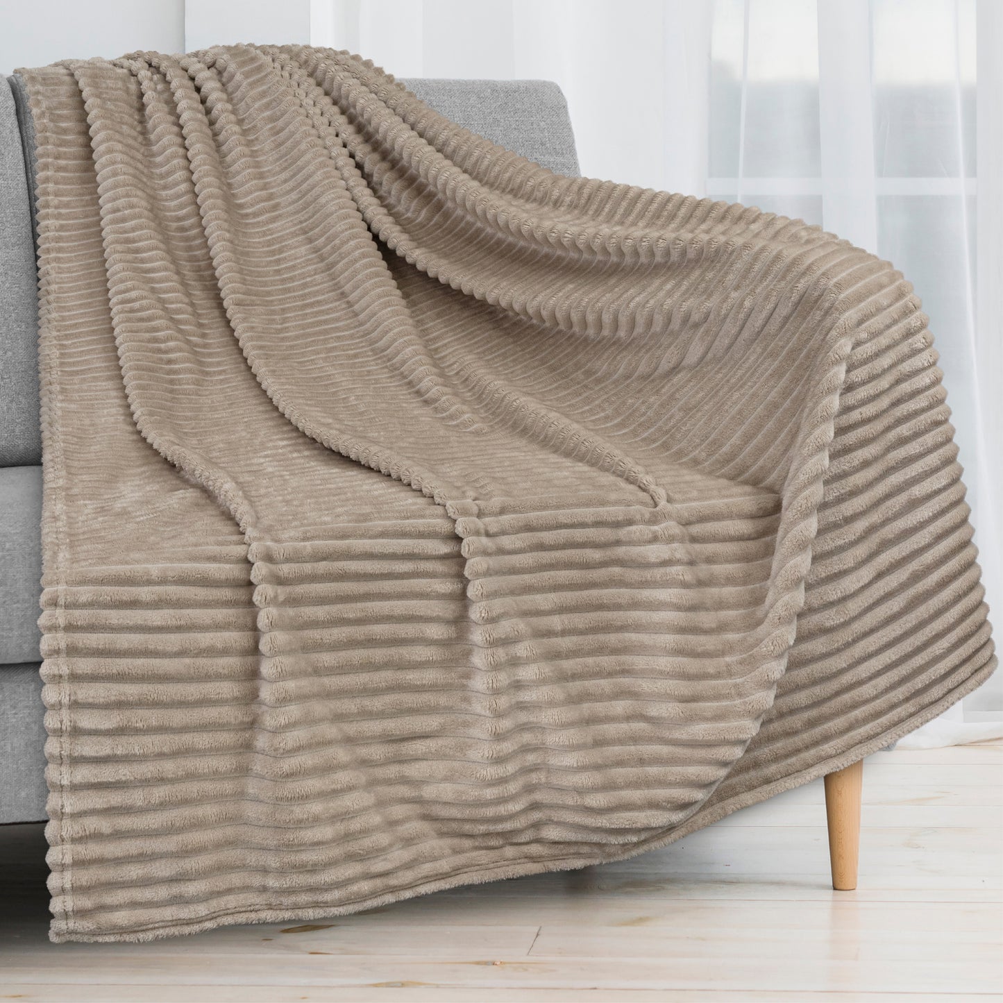 Ribbed Fleece Throw Blanket
