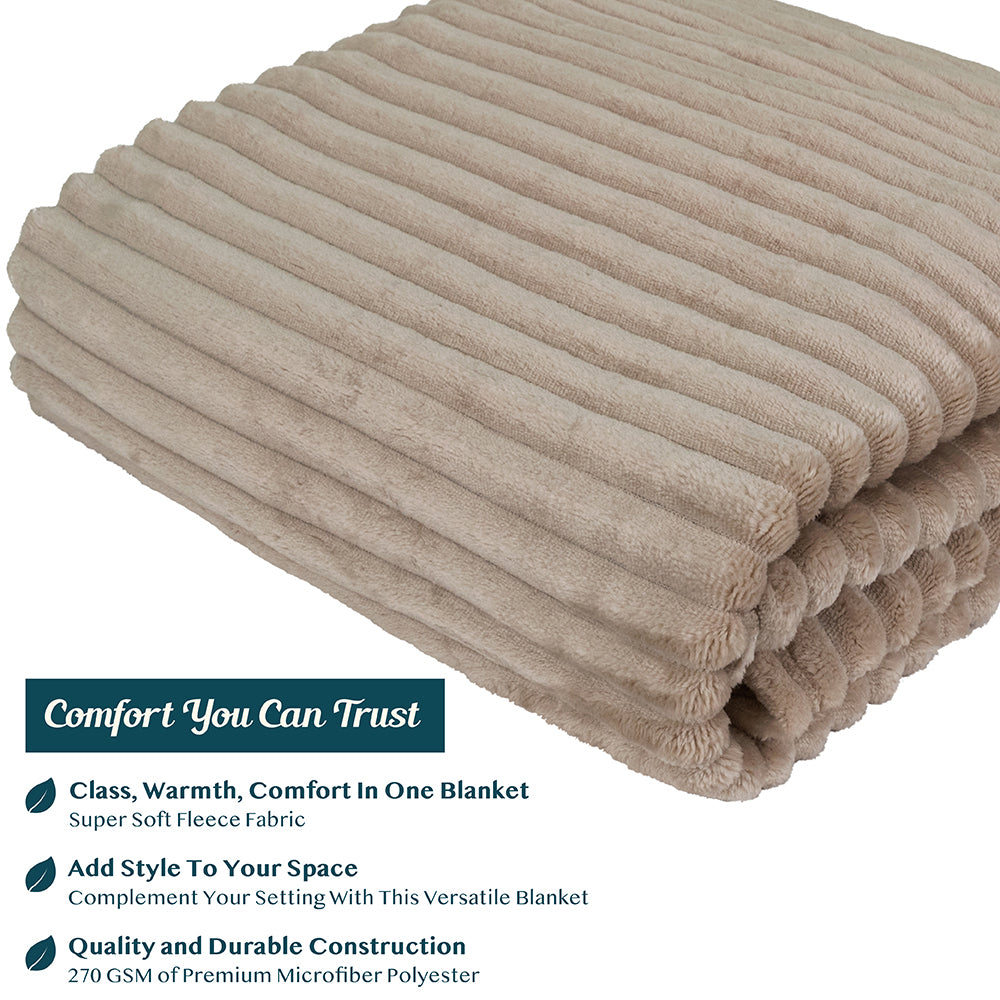Ribbed Fleece Throw Blanket