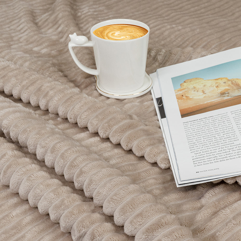 Ribbed Fleece Throw Blanket