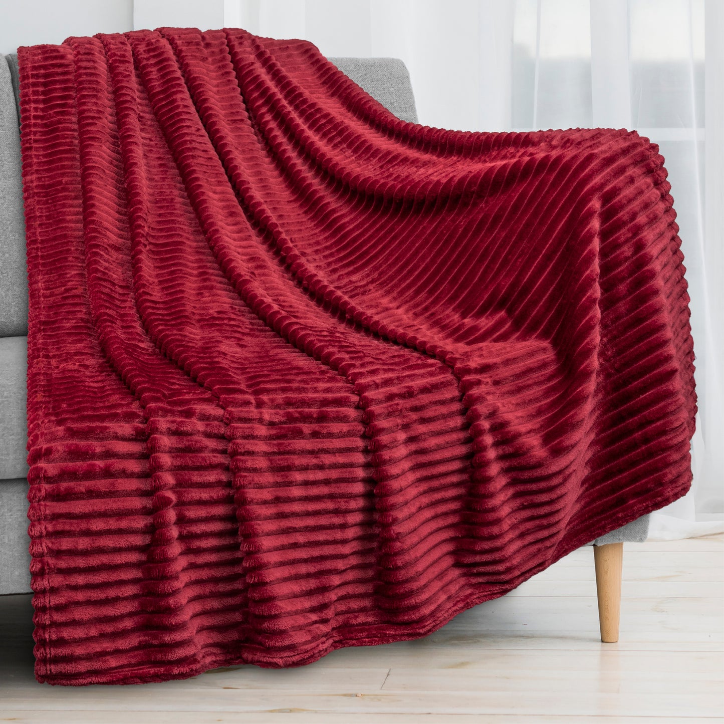 Ribbed Fleece Throw Blanket