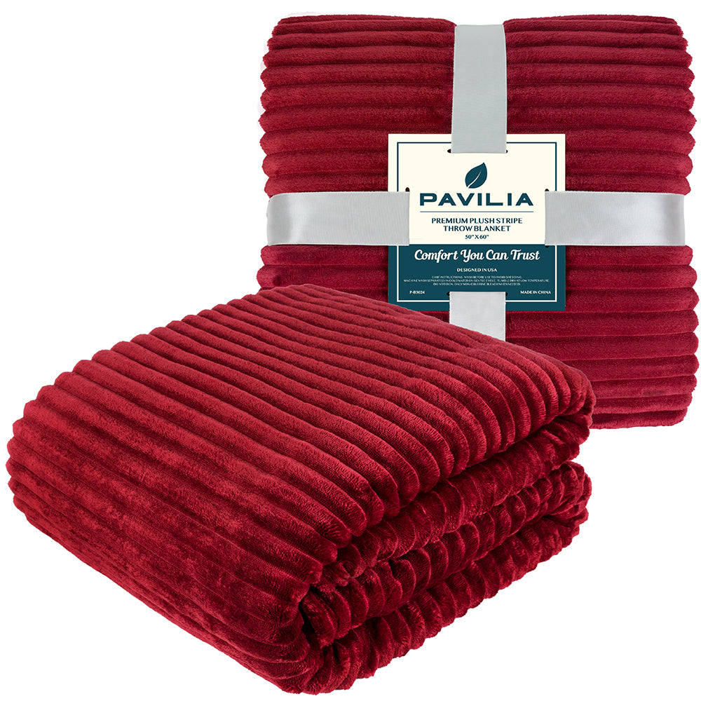 Ribbed Fleece Throw Blanket