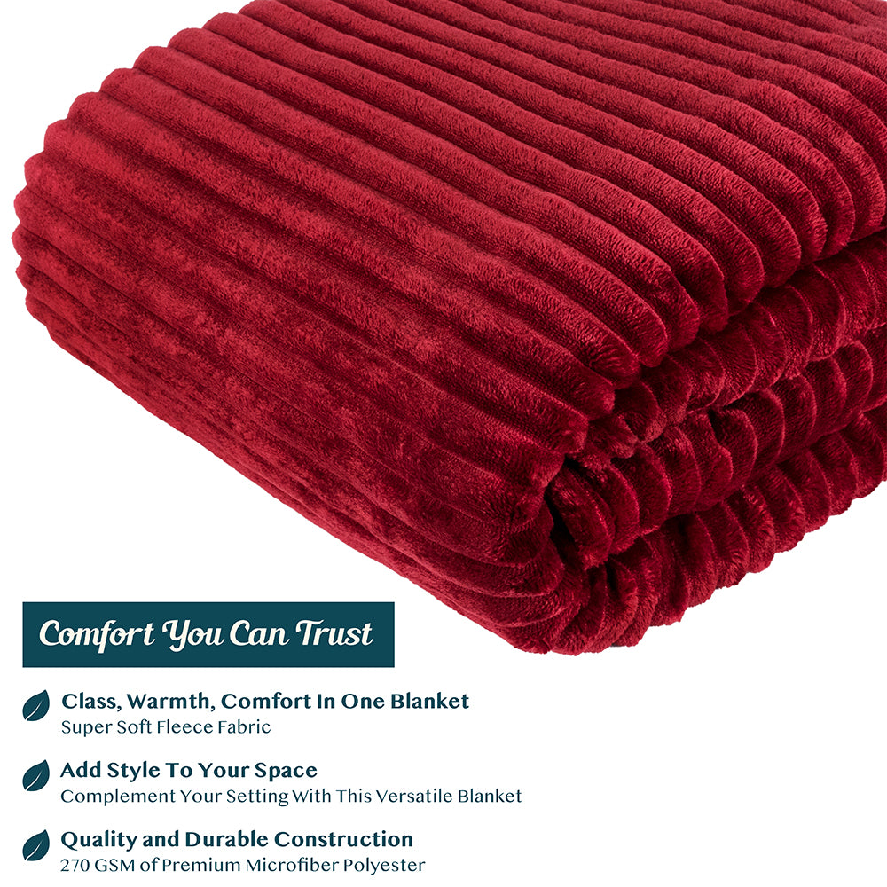 Ribbed Fleece Throw Blanket
