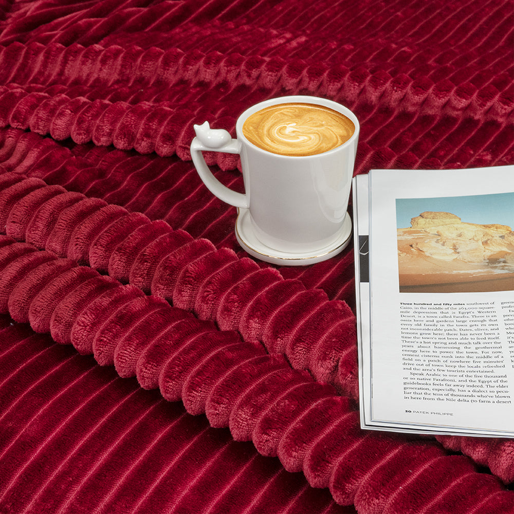 Ribbed Fleece Throw Blanket