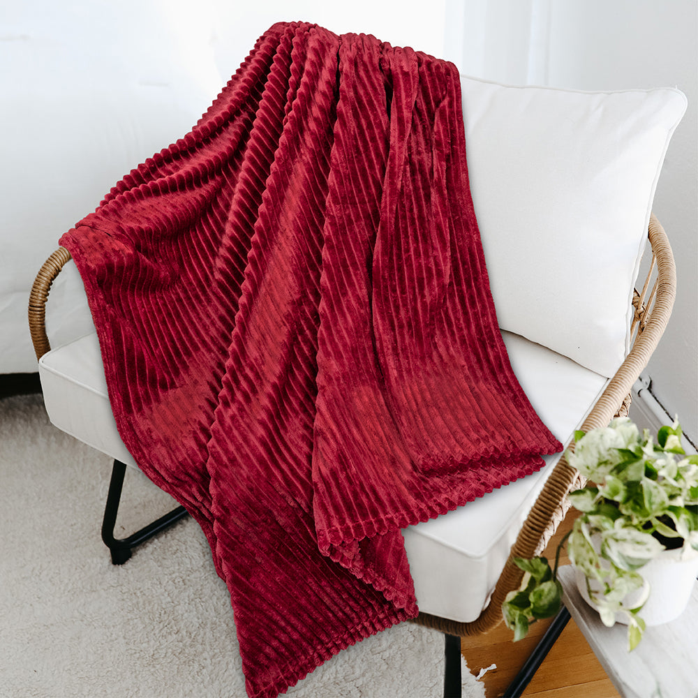 Ribbed Fleece Throw Blanket