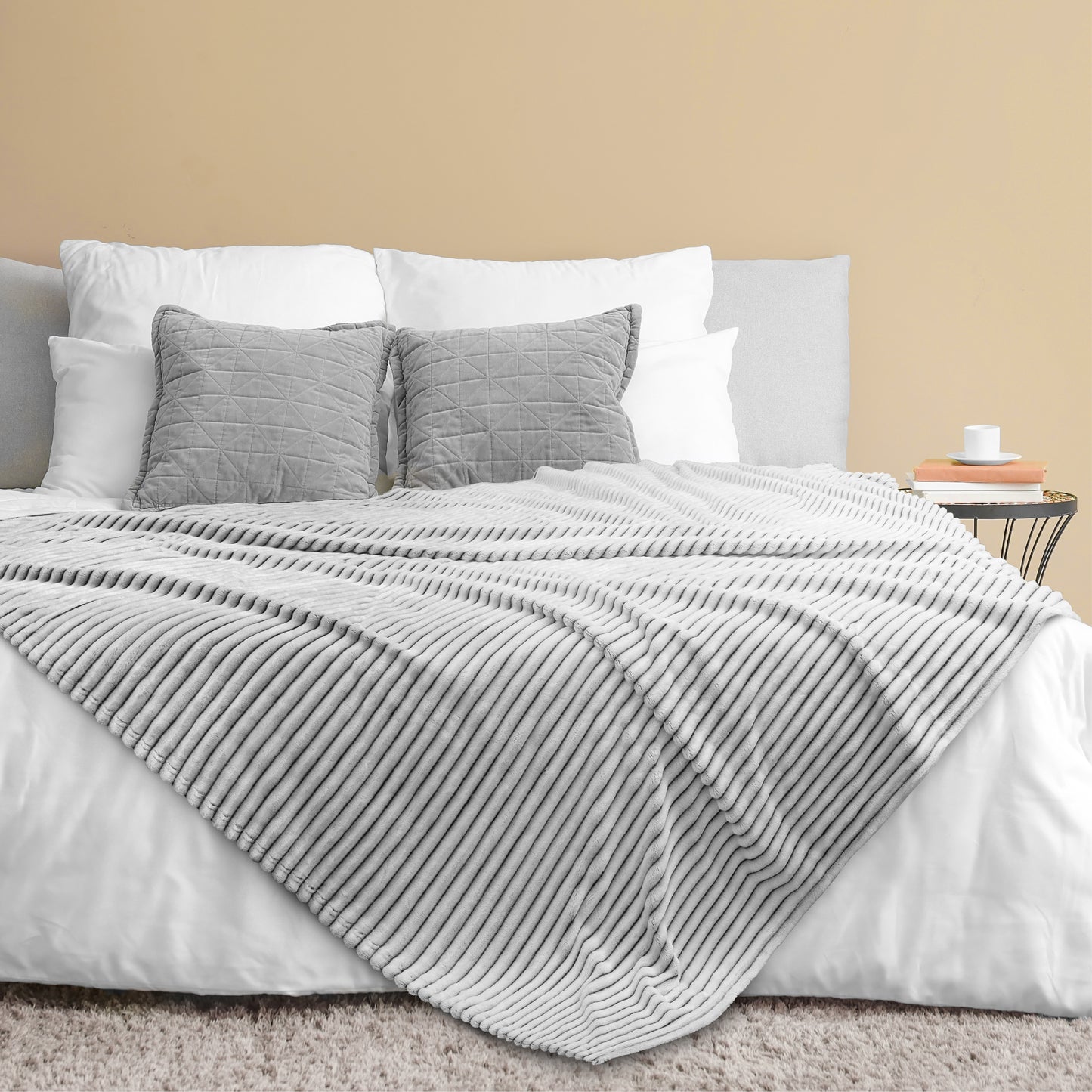 Ribbed Fleece Throw Blanket