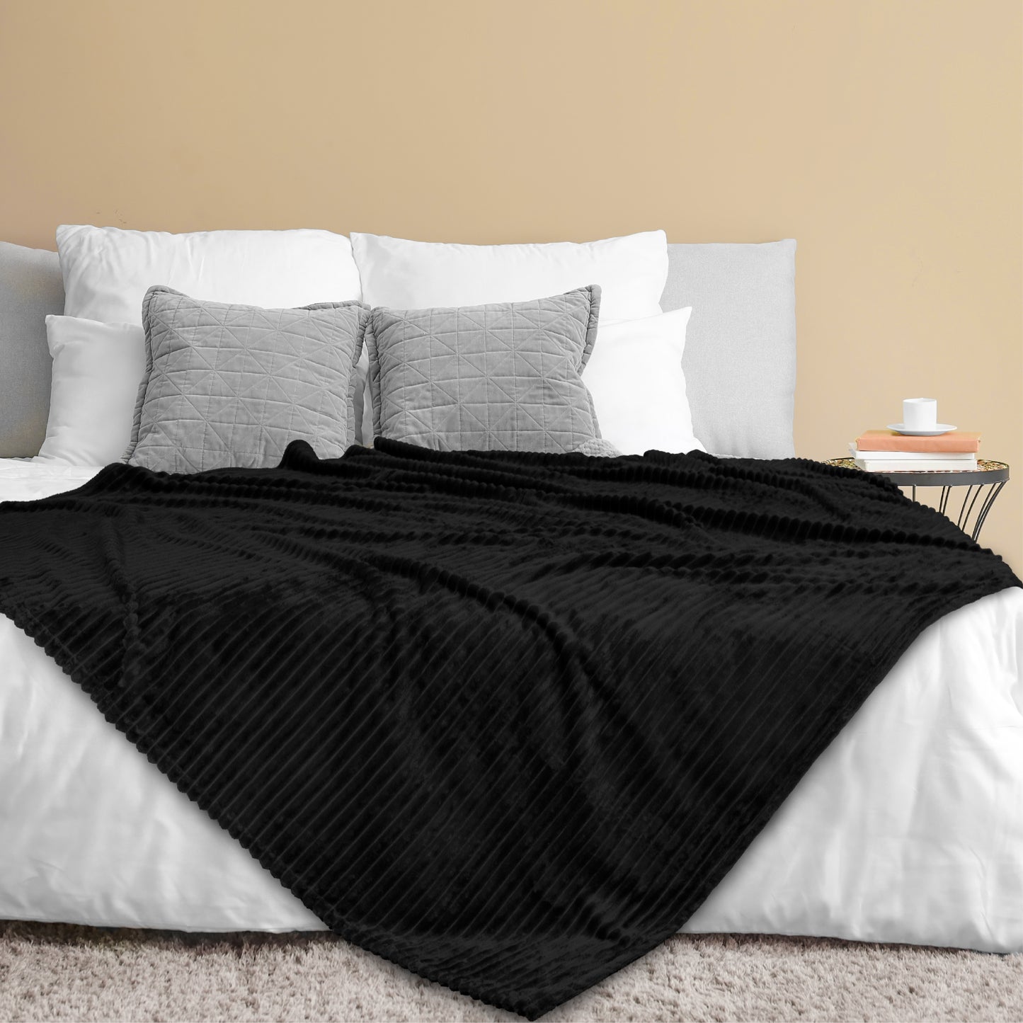 Ribbed Fleece Throw Blanket