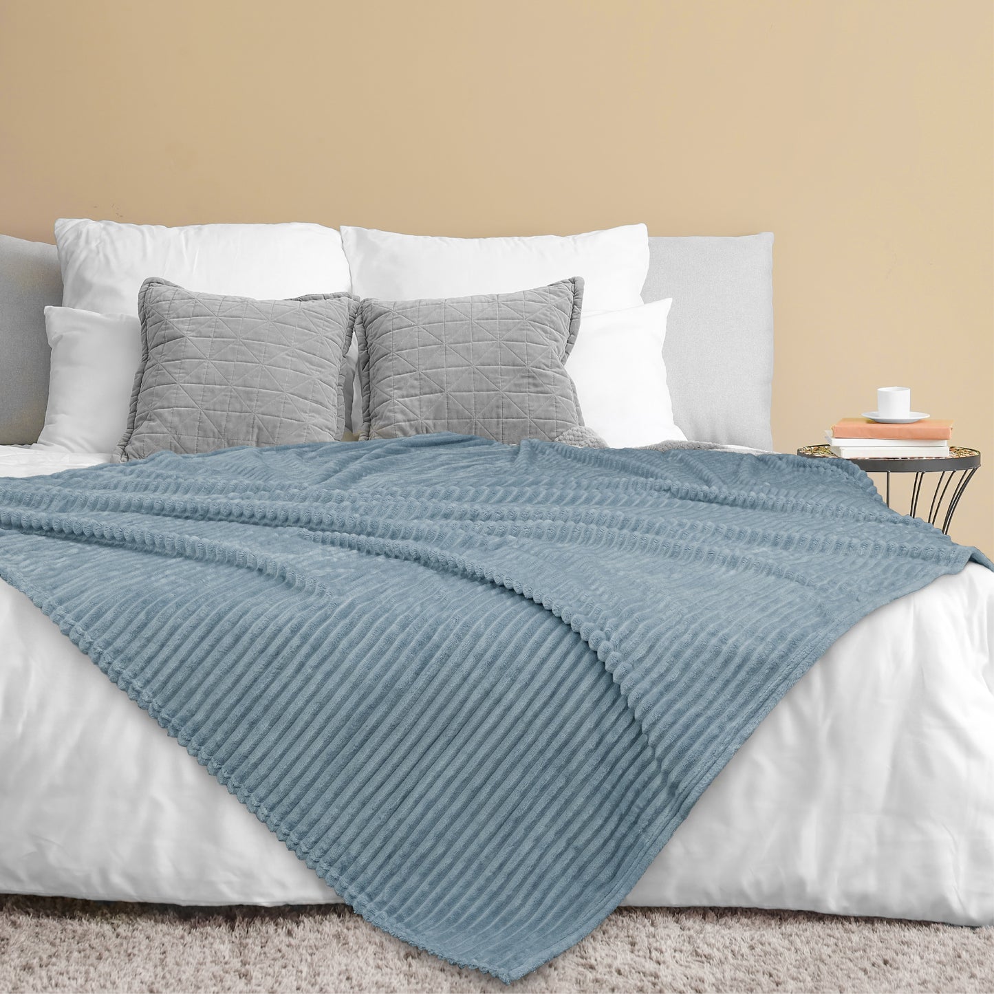 Ribbed Fleece Throw Blanket