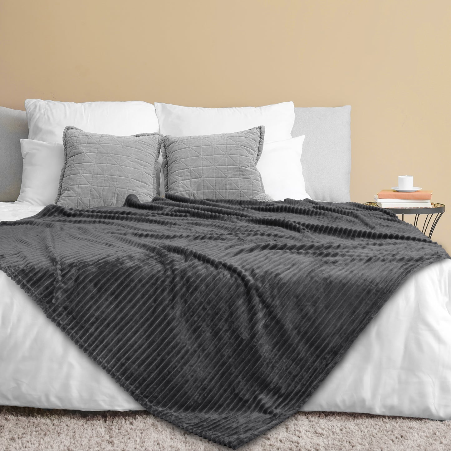 Ribbed Fleece Throw Blanket