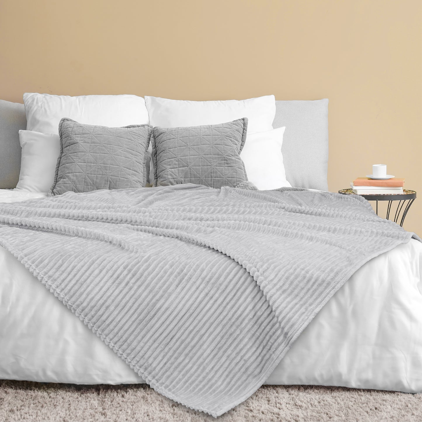 Ribbed Fleece Throw Blanket