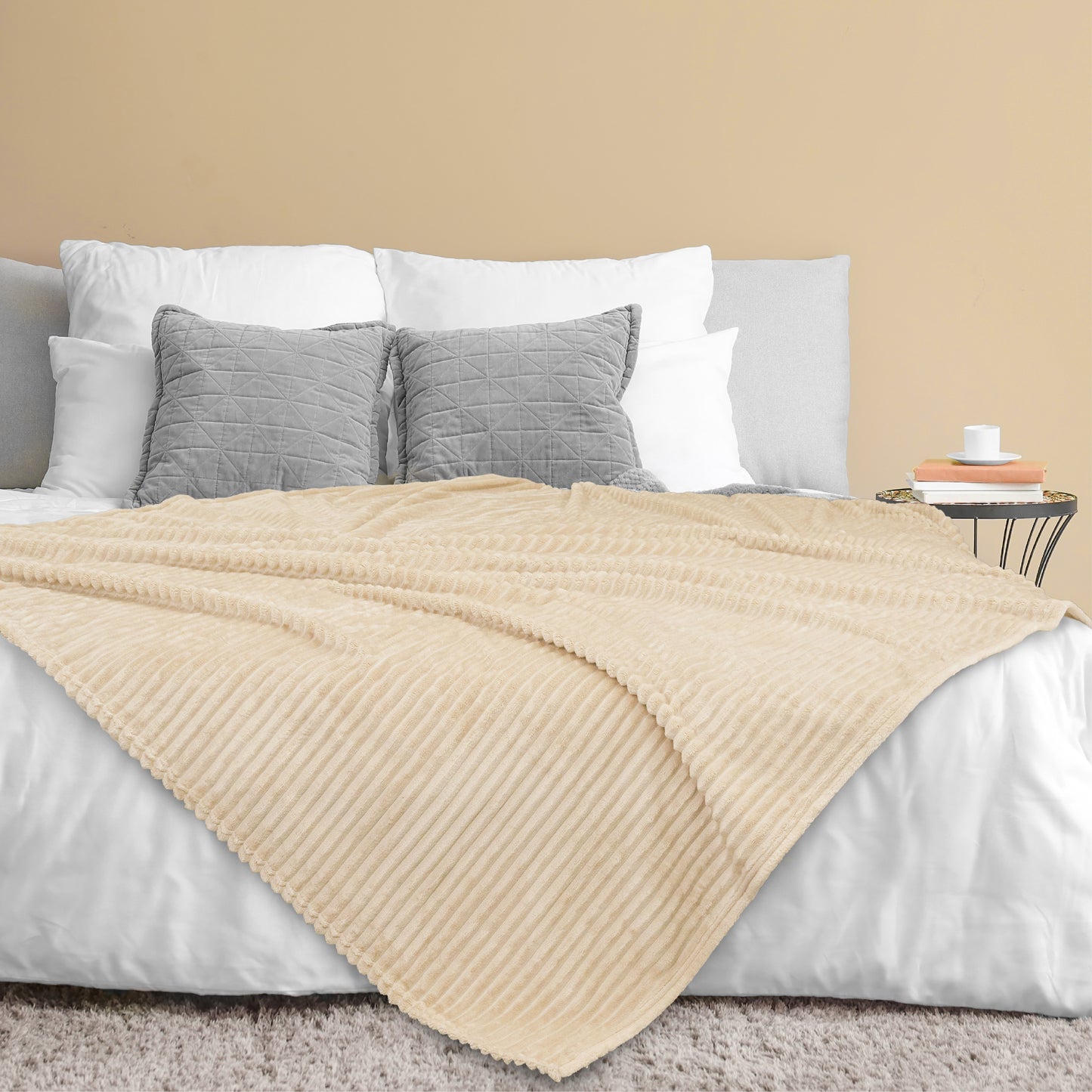 Ribbed Fleece Throw Blanket