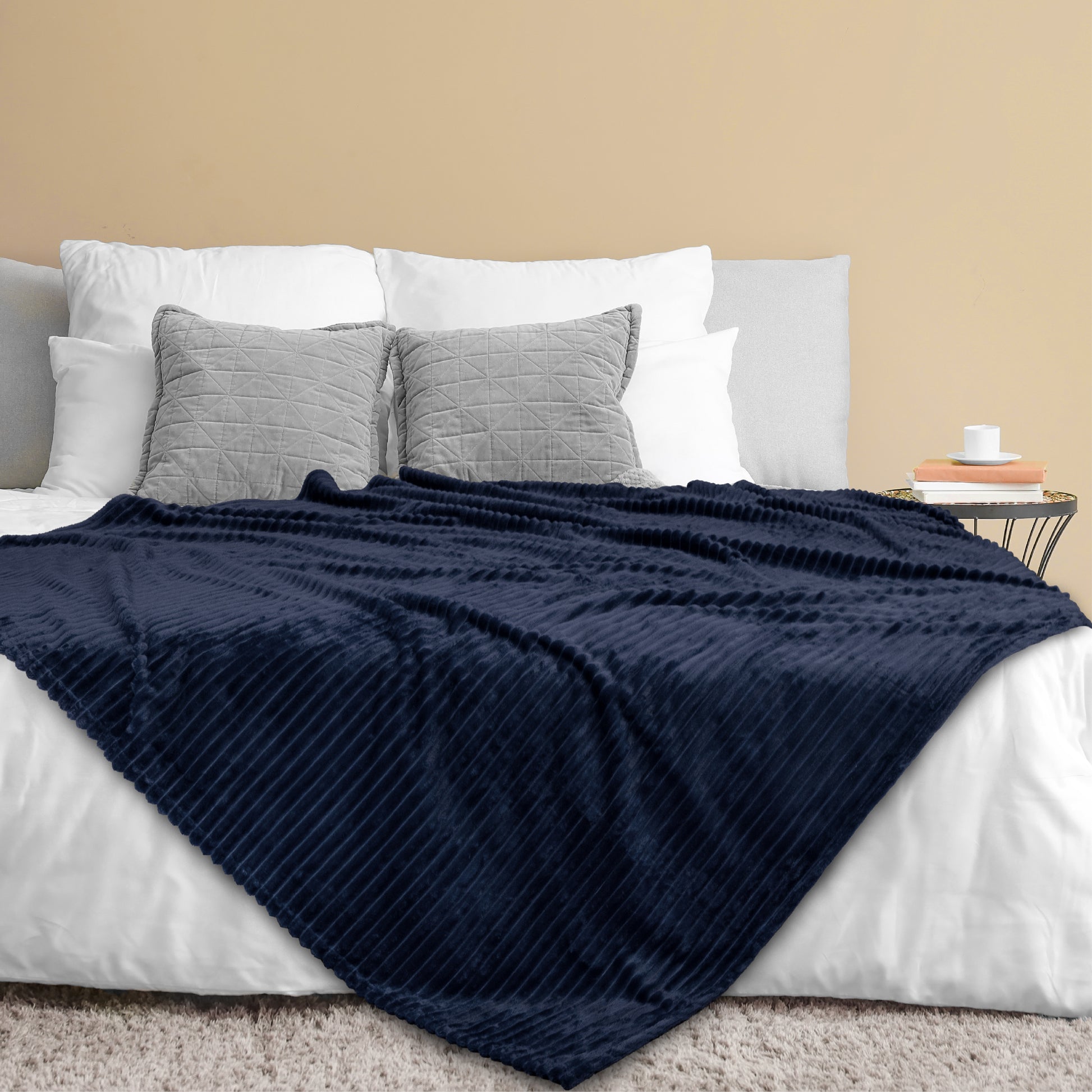 Ribbed Fleece Throw Blanket