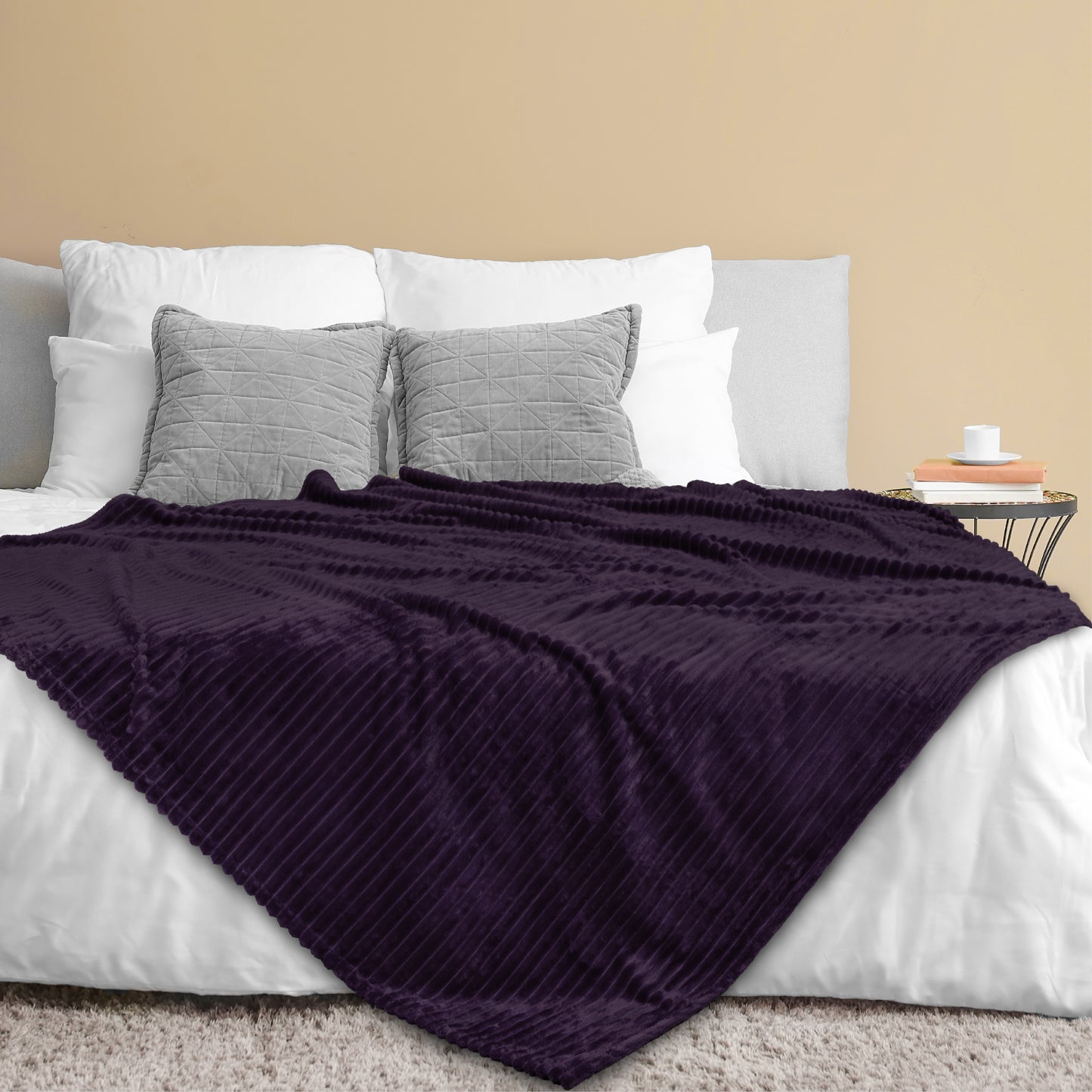 Ribbed Fleece Throw Blanket
