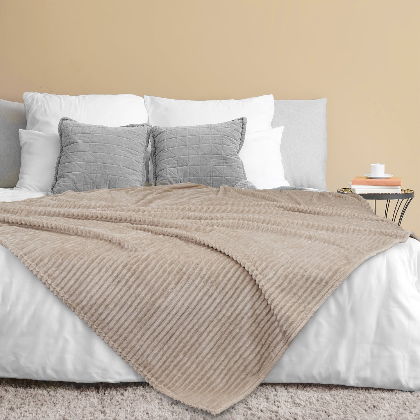 Ribbed Fleece Throw Blanket