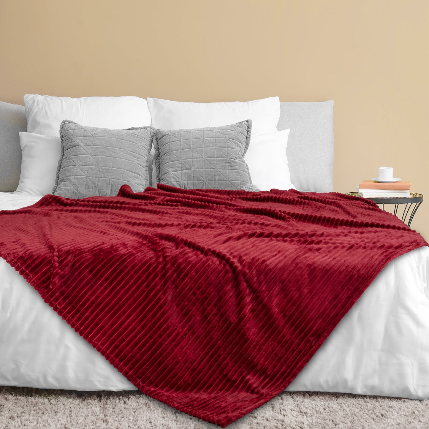 Ribbed Fleece Throw Blanket