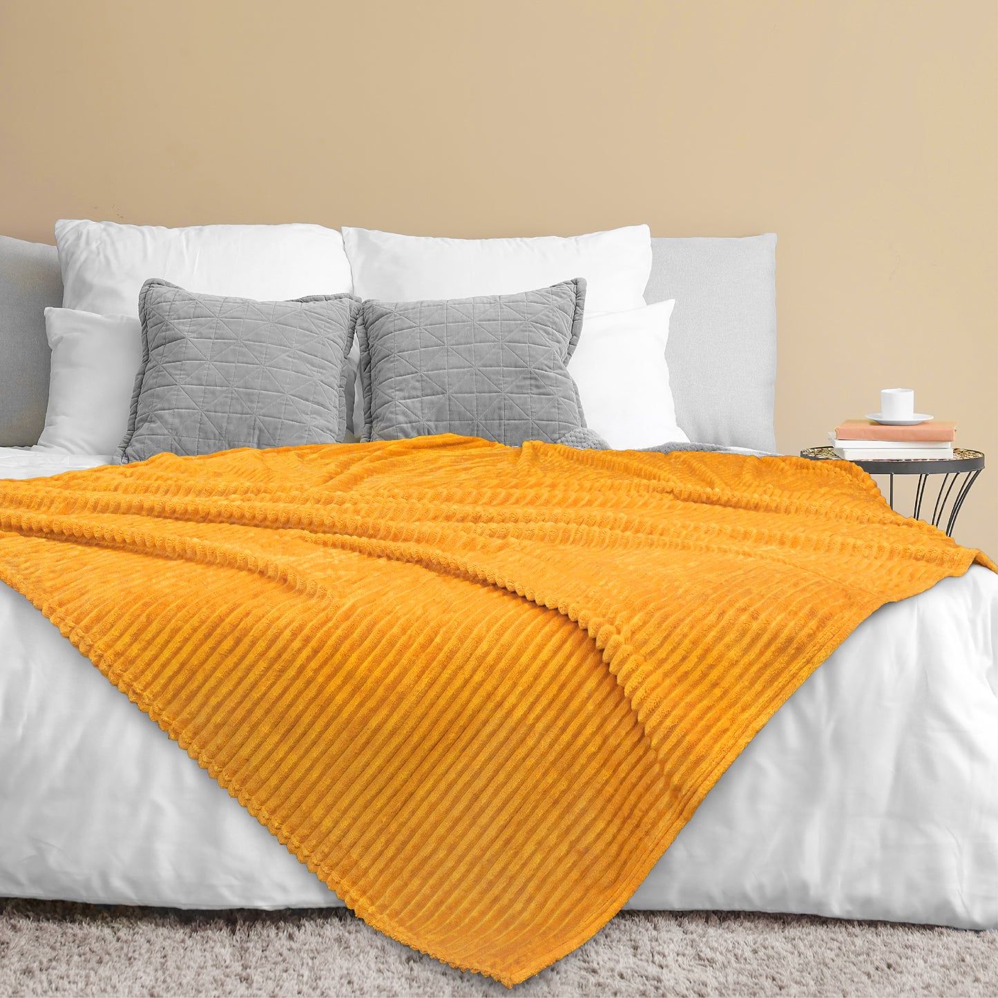 Ribbed Fleece Throw Blanket
