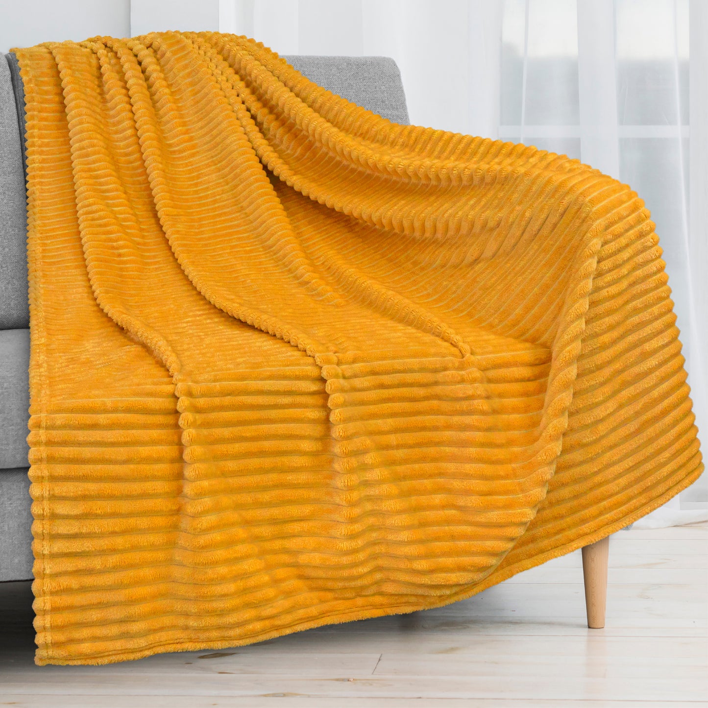 Ribbed Fleece Throw Blanket