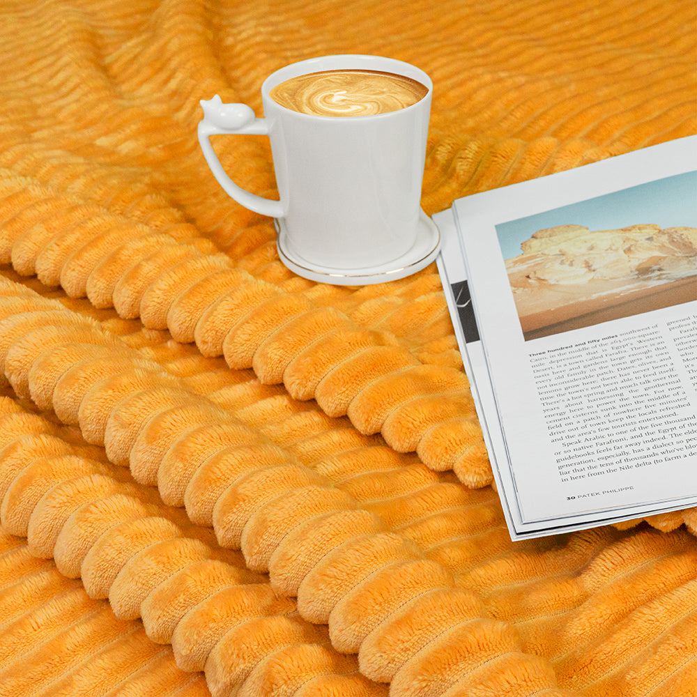 Ribbed Fleece Throw Blanket