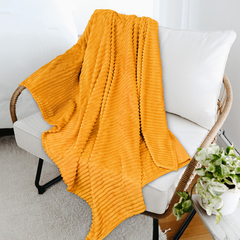 Ribbed Fleece Throw Blanket