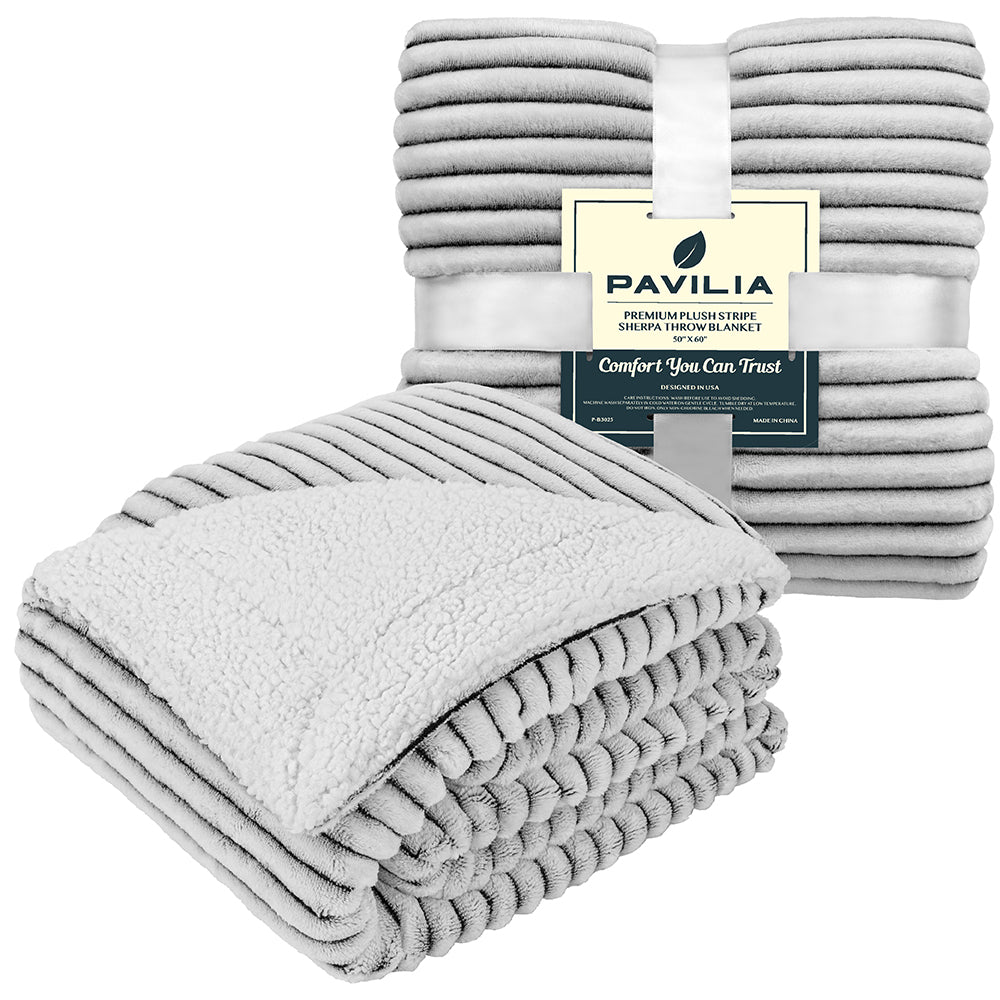 Ribbed Sherpa Throw Blanket