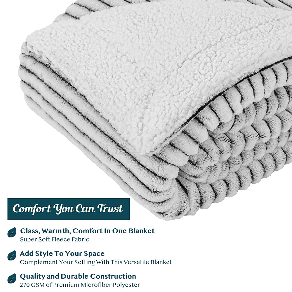 Ribbed Sherpa Throw Blanket