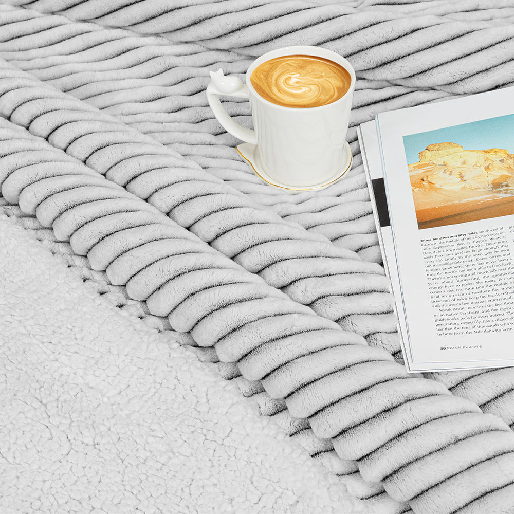 Ribbed Sherpa Throw Blanket