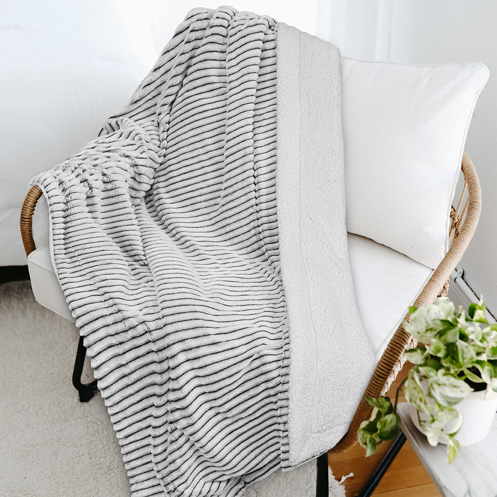 Ribbed Sherpa Throw Blanket