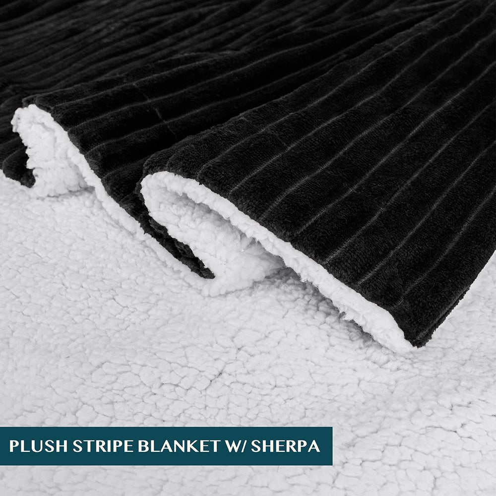 Ribbed Sherpa Throw Blanket