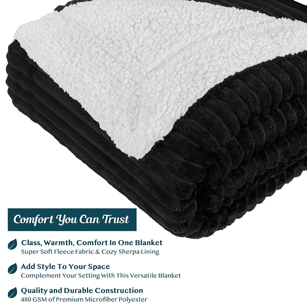 Ribbed Sherpa Throw Blanket