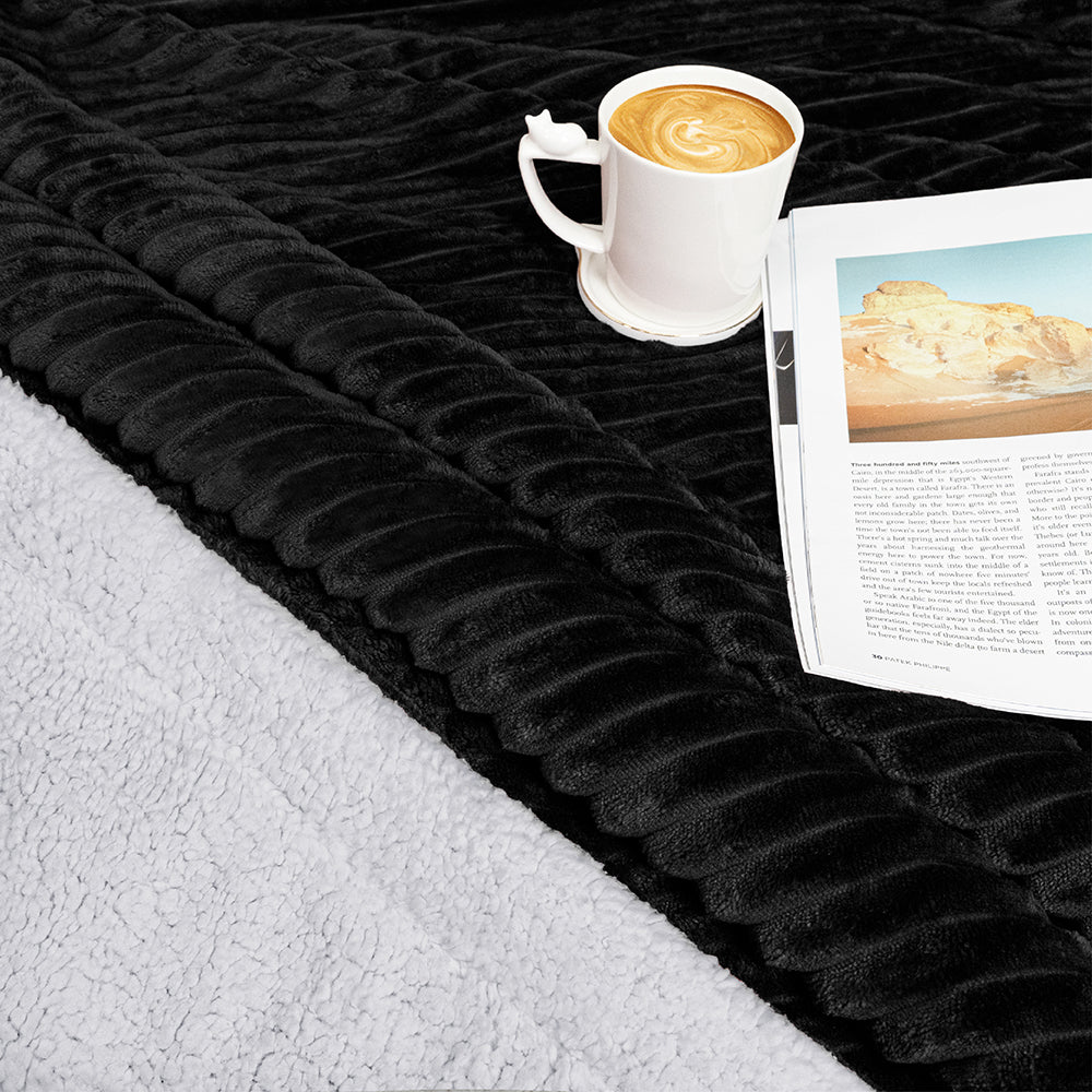Ribbed Sherpa Throw Blanket