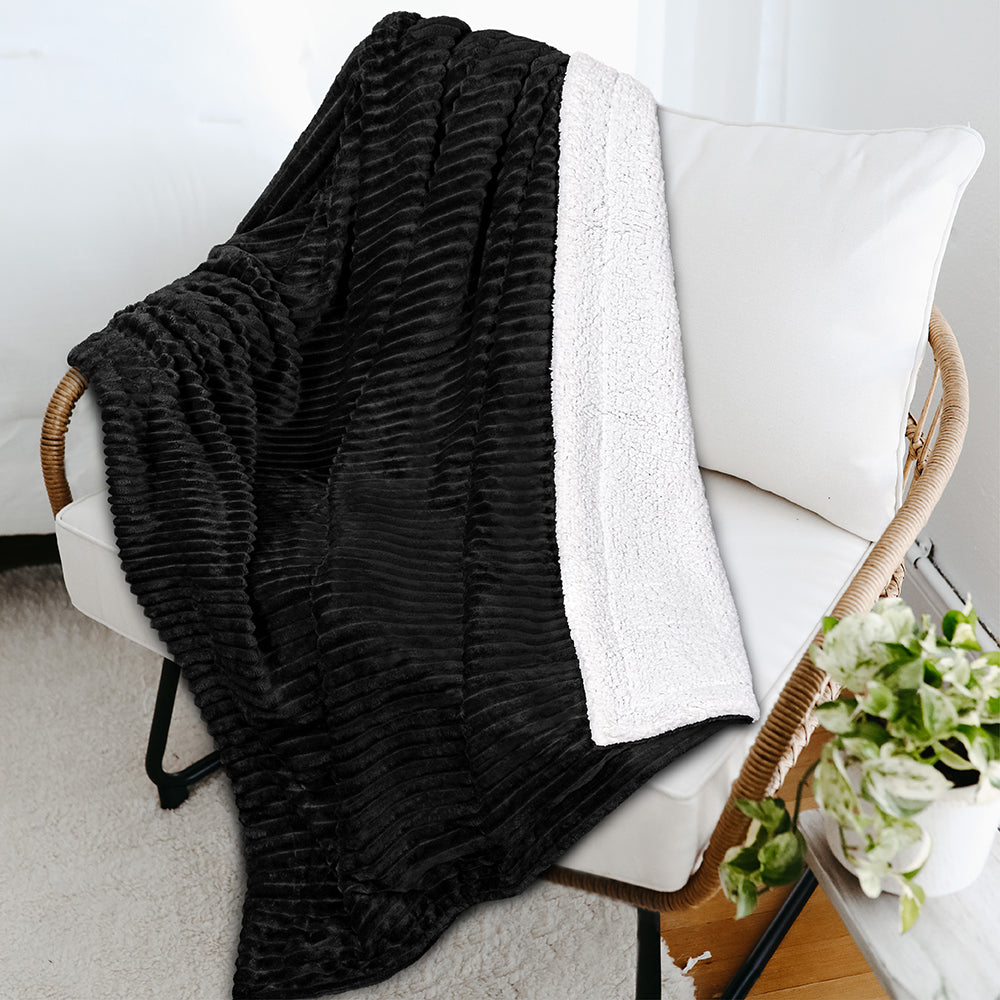 Ribbed Sherpa Throw Blanket