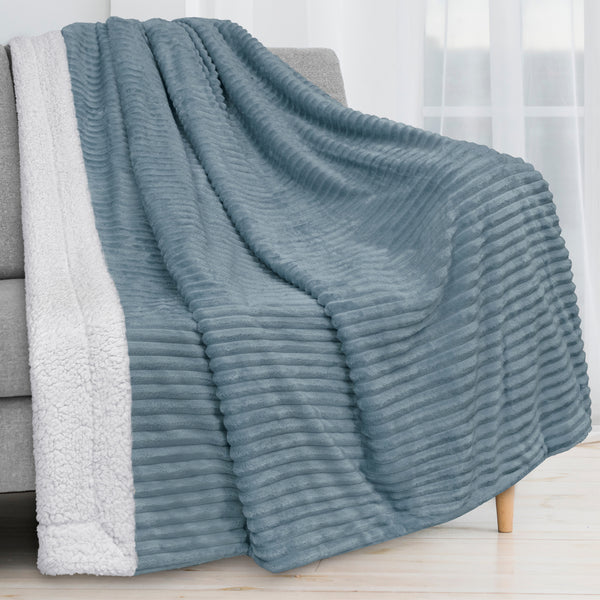 Ribbed Sherpa Throw Blanket