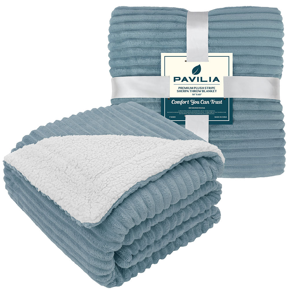 Ribbed Sherpa Throw Blanket
