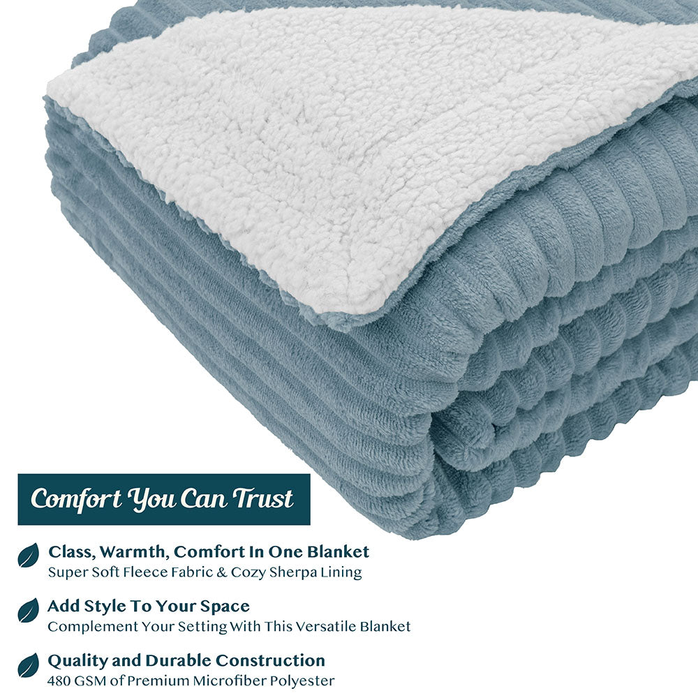 Ribbed Sherpa Throw Blanket