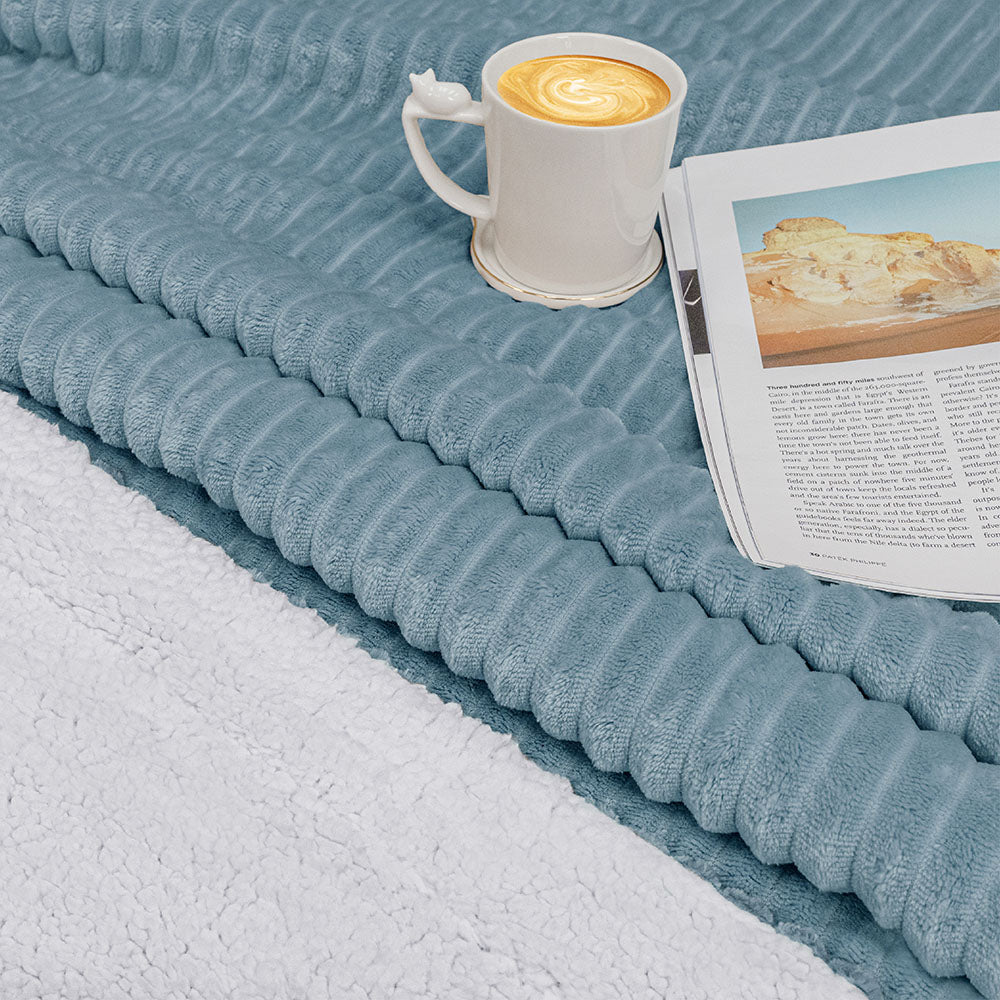 Ribbed Sherpa Throw Blanket