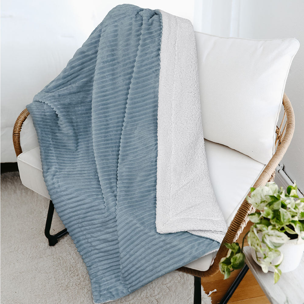 Ribbed Sherpa Throw Blanket